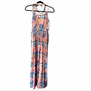 Pink Floral Spaghetti Strap Maxi Dress & Headband